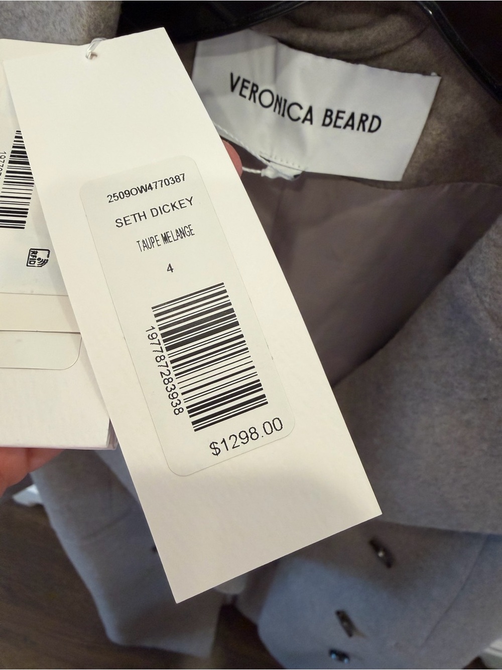 NWT Veronica Beard Taupe Mélange Double-Breasted Dickey Coat - Picture 6 of 7